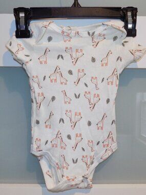 Liam & James Ribbed Snap Bodysuit W/Giraffe Print Size 3/6 Months